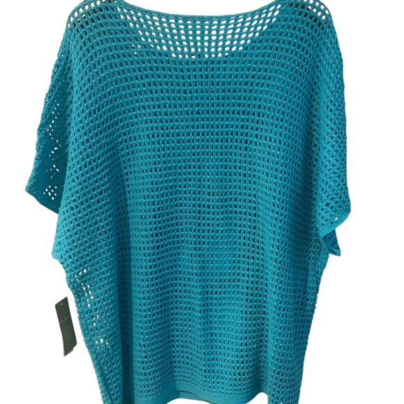 NWT Chico's Sweater Women's Sz 4 (2X) Open Stitch Waterloo Blue Dolman Sleeve - Picture 3 of 8